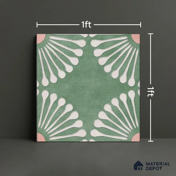 Floral Wall Tile TL 07245 B Plana 4004 Granula 1 ft x 1 ft Ceramic Matte Finish - 9 mm  | 2 mm Spacer is Mandatory | Please Expect a Slight Variation of Pattern (Sample)